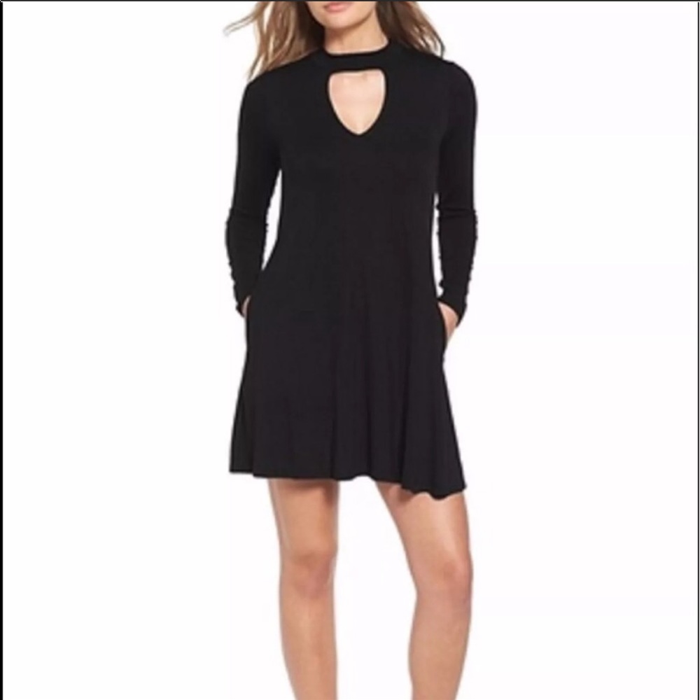 Mock Neck Keyhole Dress